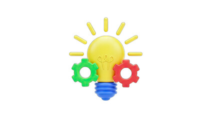 3D Lightbulb with Gears: Idea, Innovation, Solution Concept