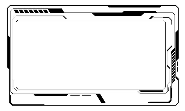 HUD frames black user interface elements design modern technology futuristic control panel screen digital hologram window gaming menu touching cyber monitor set on white background vector