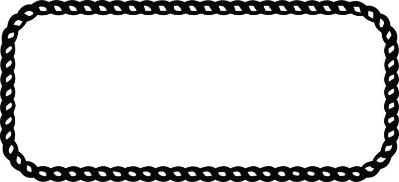 Isolated black and white vector illustration of a blank vintage film frame border designed with a decorative diamond pattern texture and a lace chain style
