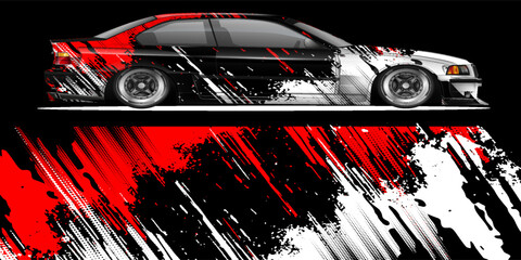 Car decal design vector. Graphic abstract stripe racing background kit designs for wrap vehicle, race car, rally, adventure and livery