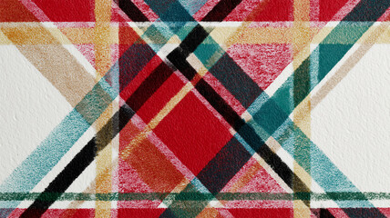 水彩タッチで描いたタータン柄