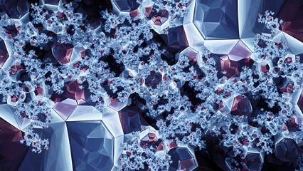 Fractal Geometry Expanding with Crystal Structures, Abstract Digital Art, 3D Render, Complex Patterns, Futuristic Design