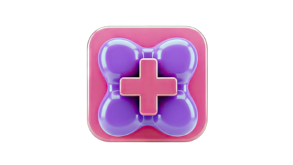 3D Medical Icon with Plus Sign on White Background
