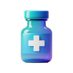 Obraz premium Medical vial with a white cross symbol representing healthcare and medicine.