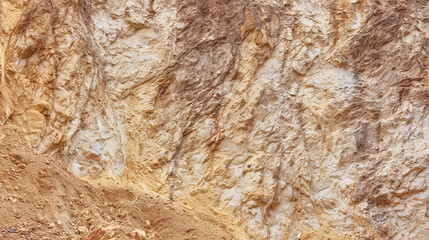 Geological rock layers exposed in a quarry wall, textured stone patterns in earth tones. event key visuals, club posters, designed for fitness apps and gym onboarding.