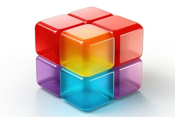 Fototapeta premium colouful transparent cubes stacked on white background