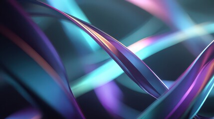 Abstract 3D rendering of wavy geometric lines forming a flowing light sculpture