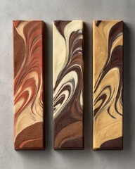 Chocolate Bars with Swirled Patterns in Three Different Variations