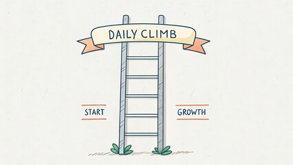 Cartoon Illustration of a Ladder Representing Daily Growth