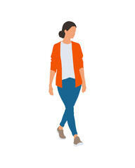 Flat vector people and illustration, woman with casual outfit