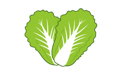 Two green lettuce leaves forming a heart shape.
