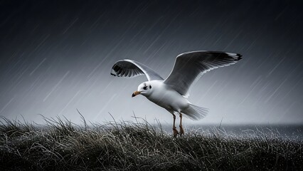 Resilient Seagull Braving the Storm