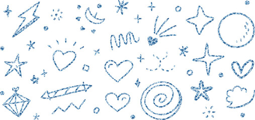 Obraz premium A collection of celestial and symbolic doodles on a white background