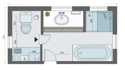 Obraz premium A detailed floor plan illustration of a modern small apartment layout with precise room dimensions and furniture