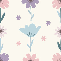 PastelGroovyFloralSeamlessPattern