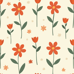 OrangeRedFloralSeamlessPatternDesign