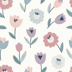 PastelTulipFlowerSeamlessPattern