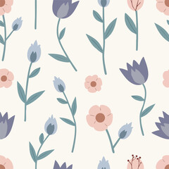 PastelTulipFloralSeamlessPattern