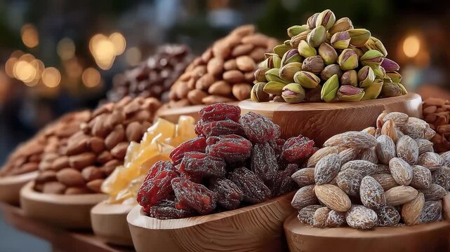 Warm Christmas Season Healthy Nuts and Dried Fruits Sweet Sharing