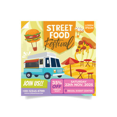 Street Food Festival With Illustration and Elements