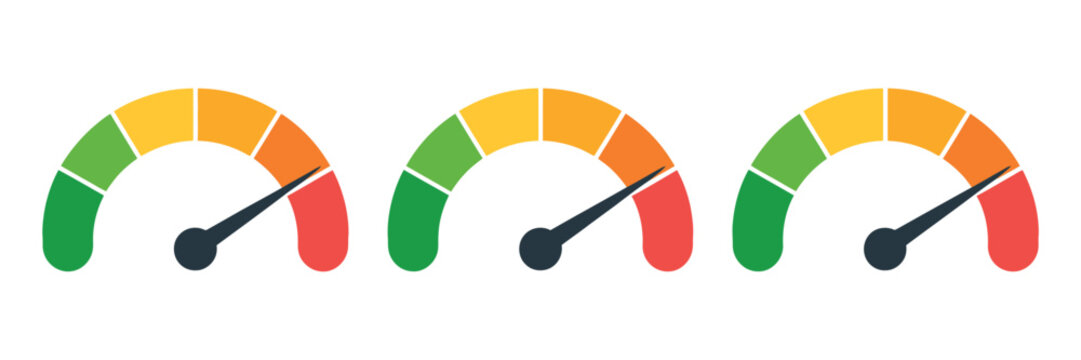 Risk meter, risk concept on speedometer gauge, scale showing low medium or high risk levels, minimum to maximum indicator, min max measurement, 
