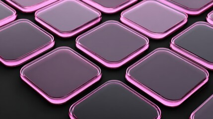 Abstract digital interface grid of glowing pink rounded buttons