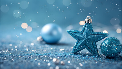 Shiny Blue Glitter In Abstract Defocused Background - Christmas And New Year Texture 