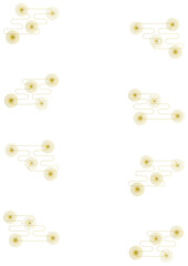 花の幾何学模様とエ霞文の和風フレーム(縦型)