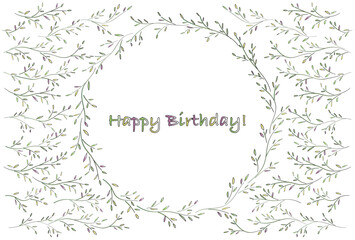 誕生日祝いのベクターイラスト(手書きの草木模様)