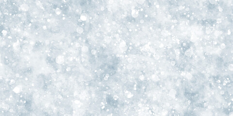 Abstract light blue grunge background with bokeh effect snowflakes texture. Soft sky-blue paint aquarelle hand-painted watercolor background design. beautiful bright blue paper texture.