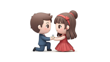A Romantic Proposal: A charming illustration captures the sweet moment of a proposal, a man on one knee presenting a diamond ring to his beloved, symbolizing love and commitment.