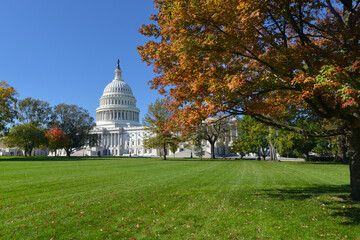 US Capitol Building in Washington, DC, in autumn foliage - The Capitol is among the most architecturally impressive and symbolically important buildings in the world. © Orhan Çam