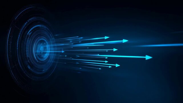 Dynamic blue technology background with arrows conveying speed and innovation for digital themes