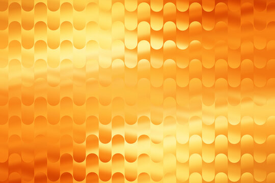 Illustration of vibrant abstract background with golden orange hues and a dynamic pattern of curved shapes