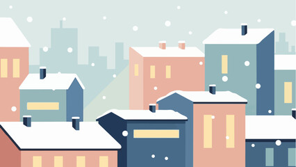 Fototapeta premium Cozy Winter City Flat Design Vector Illustration