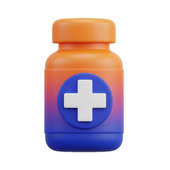Obraz premium Medical bottle with a white cross symbol representing healthcare and medicine.