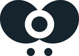 A minimalist abstract logo featuring stylized eyes and mouth elements