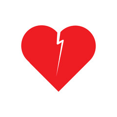 broken hearts into two pieces on white background, EPS10