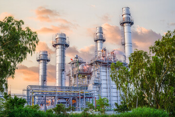 Combined Cycle Power Plant. Steam Turbine Modern Clean Power generator building. Large electricity industry. © Rangsarit