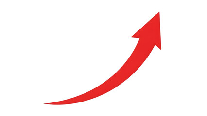 A red curved arrow pointing upwards isolated on transparent background