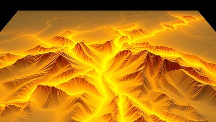 Golden earthquake waveforms pulse beneath translucent Yellowstone terrain, visualizing seismic data artistically.