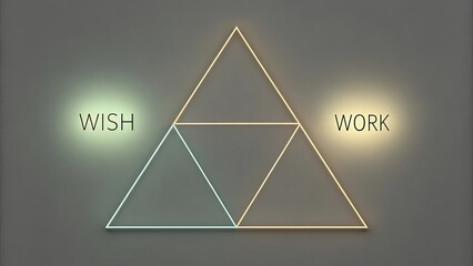 Glowing geometric triangle with the word Wish missing a piece