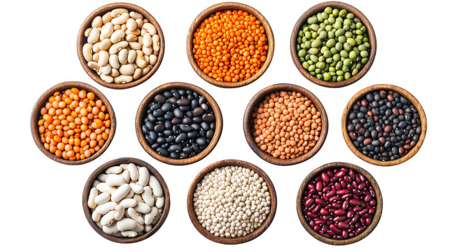 Assortment of legumes, healthy protein source, raw ingredients for cooking