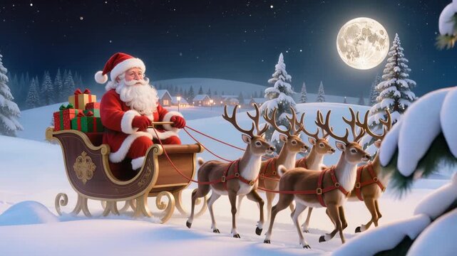 santa claus and reindeer