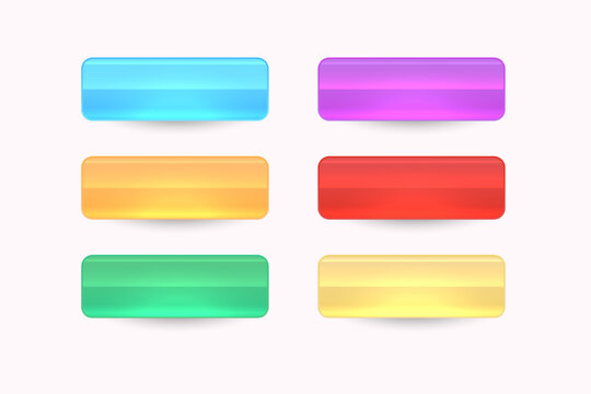 Glossy shiny wide empty rectangle shape buttons