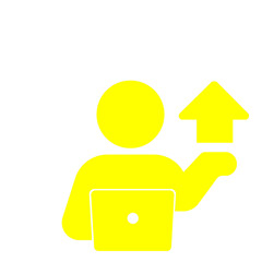 成長と向上を示すビジネスパーソンのシンプルアイコン(黄色)