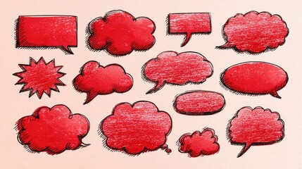 a collection of speech bubbles with different expressions, all enclosed in red clouds that give an impression of an emotional outburst or discussion