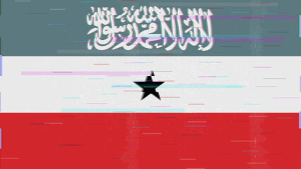 Somaliland glitch flag vector, RGB split distortion, digital abstract video frame illustration