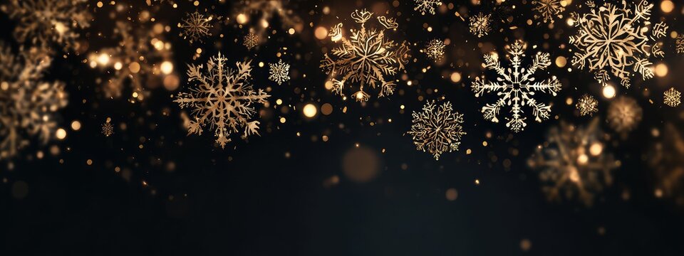 a festive scene featuring golden confetti against a dark background. this creates a celebratory atmosphere - Powered by Adobe