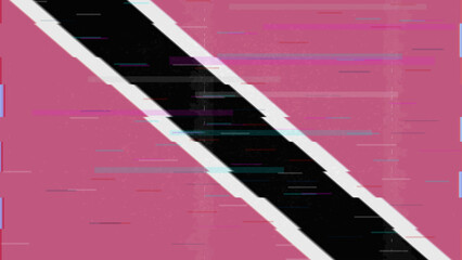 Trinidad and Tobago glitch flag vector, RGB split distortion, digital abstract video frame illustration